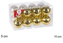 Pack 16 bolas oro brillo 5 cm