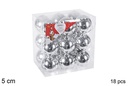 Pack 18 bolas plata brillo 5 cm