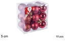 Pack 18 bolas rojo brillo/mate/purpurina 5 cm