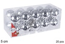 Pack 20 bolas plata brillo 5 cm