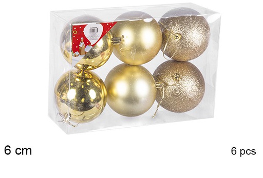 [106697] Pack 6 shiny/matte gold balls 6 cm