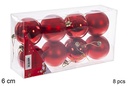 Pack 8 bolas rojo brillo/mate 6 cm