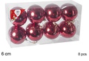Pack 8 bolas rojo brillo 6 cm