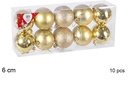 Pack 10 bolas oro brillo/mate/purpurina 6 cm