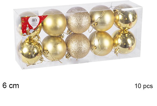 [106720] Pack 10 palline oro lucide/opache/glitterati 6 cm