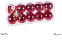 Pack 10 bolas rojo brillo 6 cm