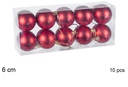 Pack 10 bolas roja mate 6 cm
