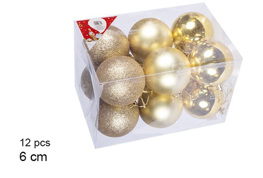[106731] Pack 12 boules dorées brillantes/mates  6 cm
