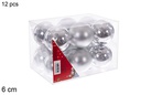 Pack 12 bolas plata brillo/mate 6 cm