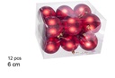Pack 12 bolas roja mate 6 cm