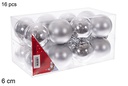 Pack 16 bolas plata brillo/mate 6 cm