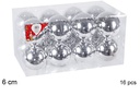 Pack 16 bolas plata brillo 6 cm