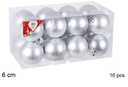 Pack 16 bolas plata mate 6 cm