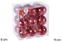 Pack 18 bolas rojo brillo 6 cm