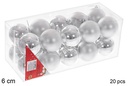 Pack 20 bolas plata brillo/mate 6 cm