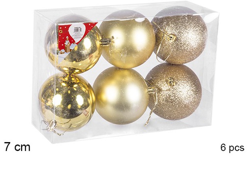 [106799] Pack 6 boules dorées brillantes/mates  7 cm