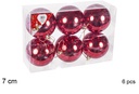 Pack 6 bolas rojo brillo 7 cm