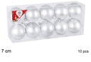 Pack 10 bolas plata mate 7 cm