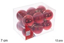 Pack 12 bolas rojo brillo/mate 7 cm