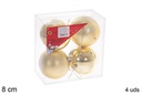 Pack 4 bolas oro brillo/mate  8 cm
