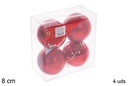 Pack 4 bolas rojo brillo/mate 8 cm