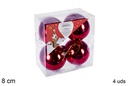 Pack 4 bolas rojo brillo 8 cm