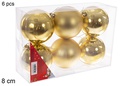 Pack 6 bolas oro brillo/mate 8 cm