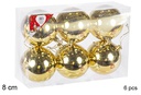 Pack 6 bolas oro brillo 8 cm