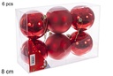 Pack 6 bolas rojo brillo/mate 8 cm