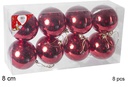 Pack 8 bolas rojo brillo 8 cm