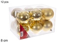 Pack 12 bolas oro brillo/mate 8 cm