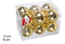 Pack 12 palline oro lucide 8 cm