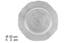 Sous assiette plastique pois argent brillant 33 cm