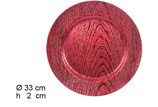 [105867] Low gloss red wood effect plate 33 cm