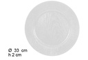 Piatto basso in legno bianco lucido 33 cm