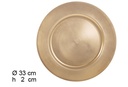 Bajo plato liso oro brillo 33 cm 