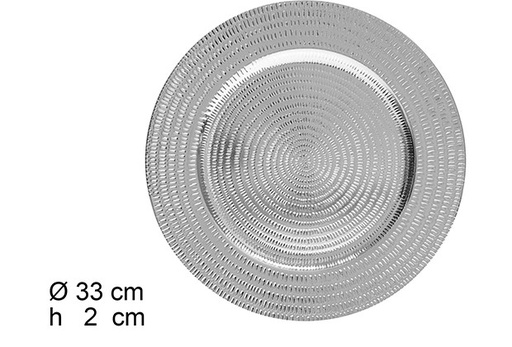 [105893] Silver charger plate with waves 33 cm 