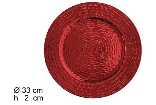 [105894] Red charger plate with waves 33 cm  