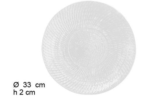 [105898] White charger plate with waves 33 cm 
