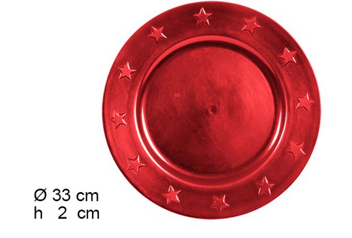 [105912] Sottopiatto rosso con stelle 33 cm