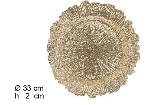 [105919] Prato baixo glitter dourado vintage 33 cm