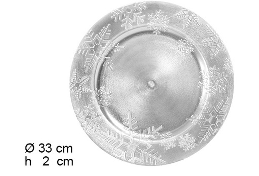[105938] Silver Christmas charger plate 33 cm  