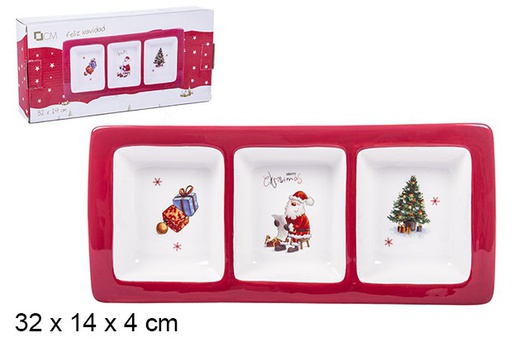[106412] Christmas ceramic hors d'oeuvre decorated with Santa Claus 32x14 cm