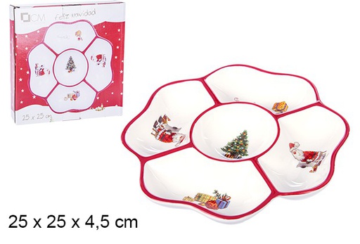 [106413] Christmas ceramic hors d'oeuvre decorated with Santa Claus 25 cm