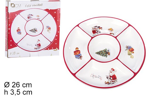 [106415] Christmas ceramic hors d'oeuvre decorated with Santa Claus 26 cm