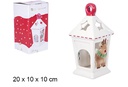 Portavela farol cerámica Navidad 20 cm