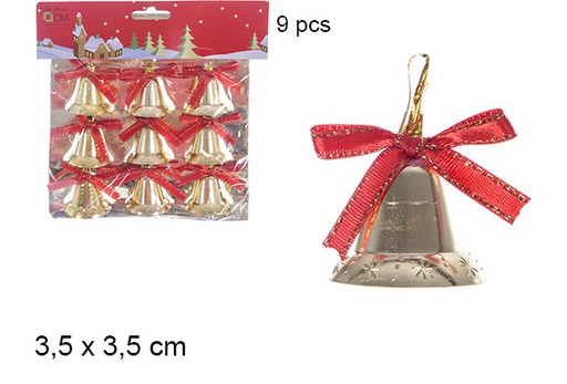 [106945] Pack 9 gold smooth bells 3,5 cm