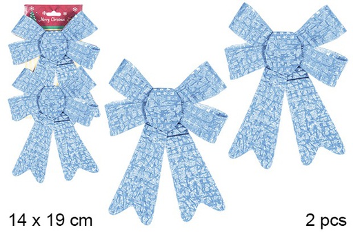 [107033] 2 lazos navidad laser azul celeste 14x19 14x19cm