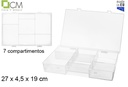 Caja plástico herramientas 7 compartimentos transparente 27x19 cm