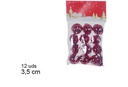 Pack 12 metallic red bells 3,5 cm
